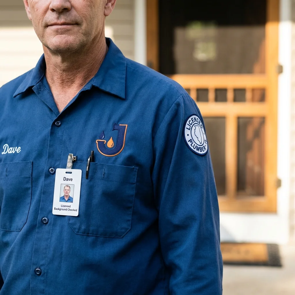 Licensed plumber showing ID badge in Hollidaysburg, PA