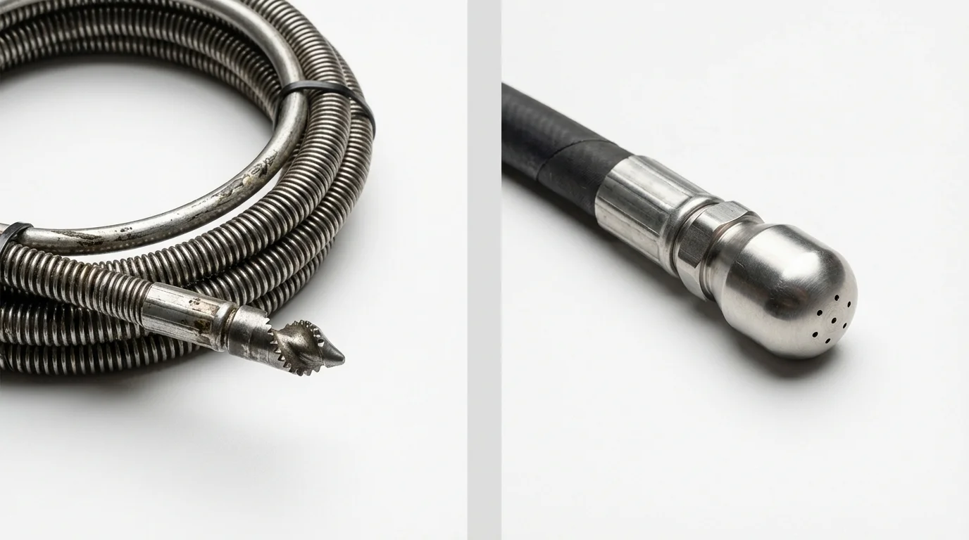 Drain snake cable and hydro jetting nozzle used for drain cleaning in Hollidaysburg, PA