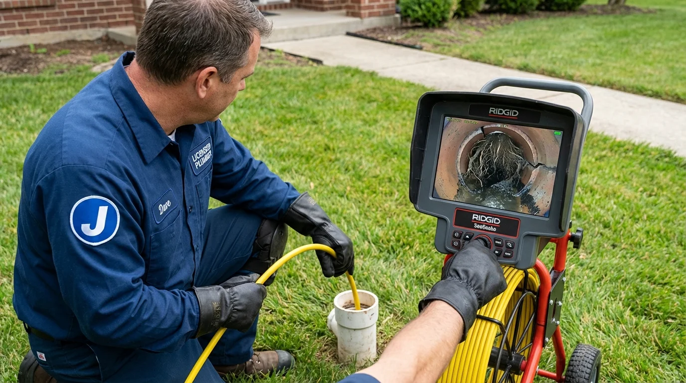 Sewer camera inspection being performed by Johns Plumbing LLC in Hollidaysburg