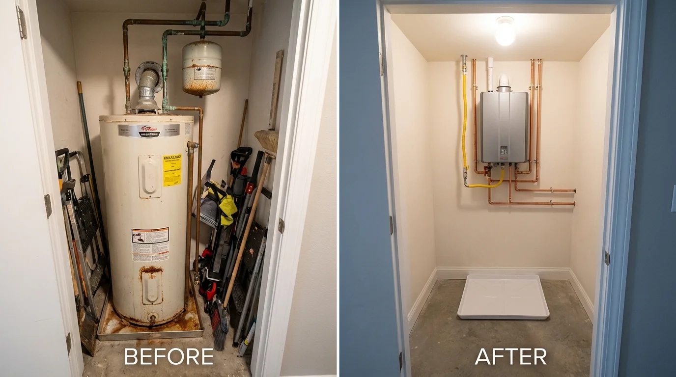 Tank water heater versus wall-mounted tankless unit comparison for Hollidaysburg, PA homeowners